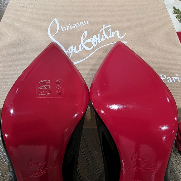Christian Louboutin Glossy Red and Black Heels - Picture 5 of 13